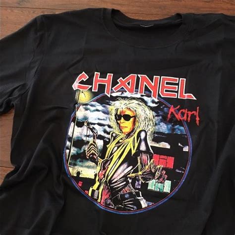 chanel x iron maiden karl|CHANEL x IRON MAIDEN KARL LAGERFELD BLACK T.